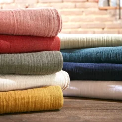 Federa per cuscino letto quadrata in garza di cotone (80 x 80 cm) Gaia Federe Cuscino Letto