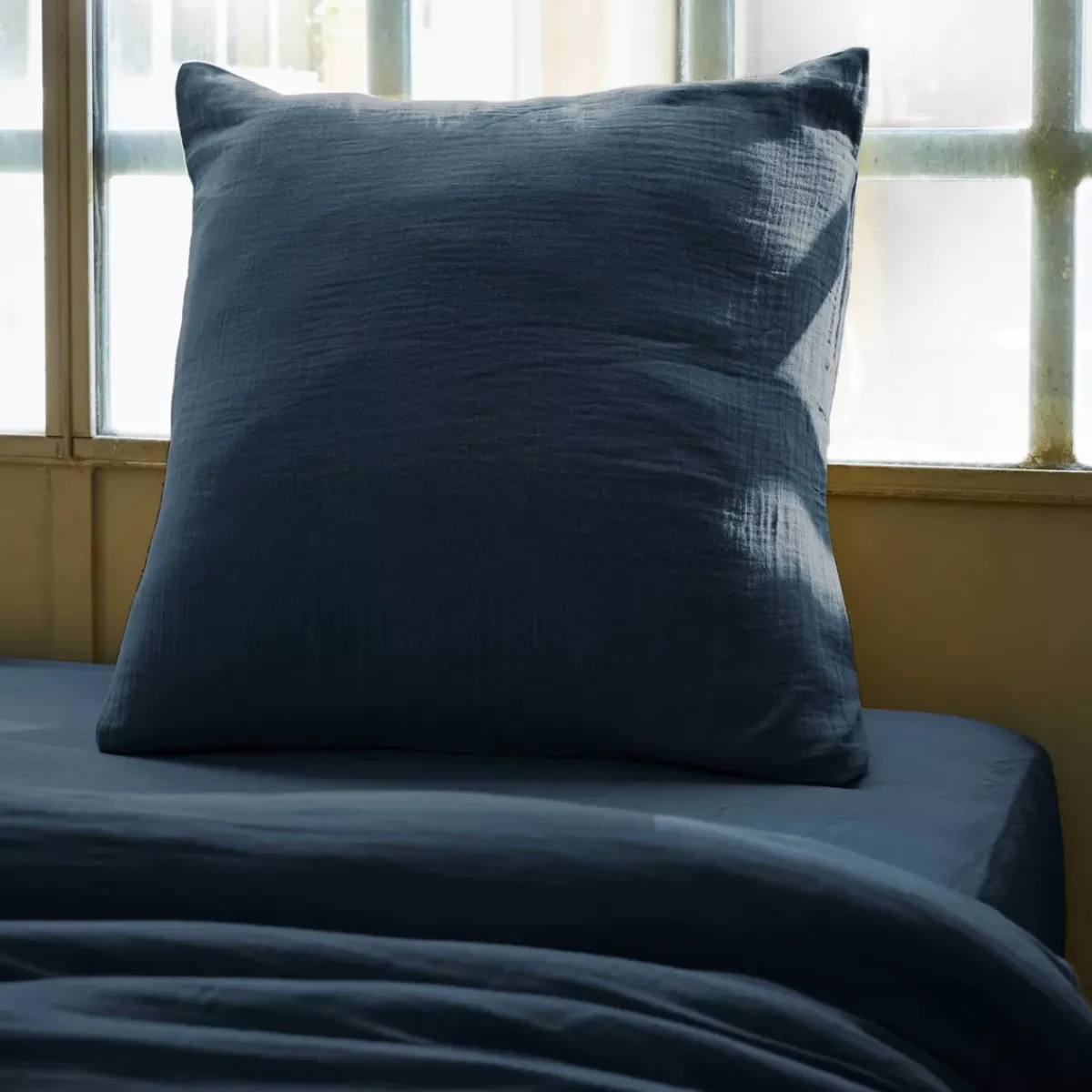 Outlet Federa per cuscino letto quadrata in garza di cotone (80 x 80 cm) Gaia Federe Cuscino Letto