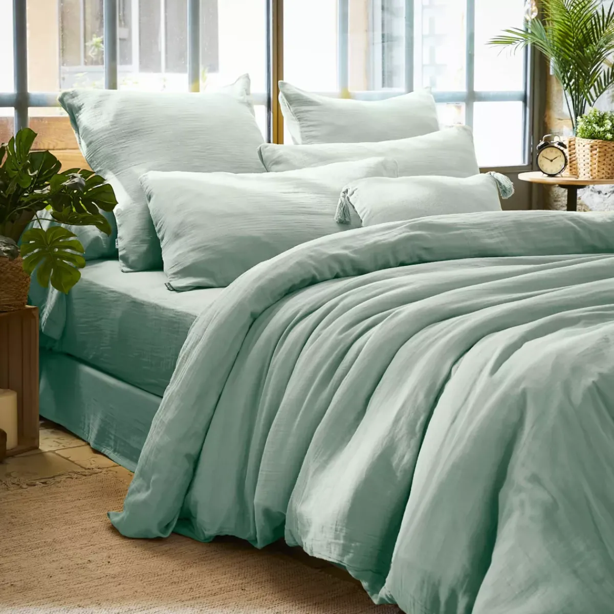 Best Federa per cuscino quadrata in garza di cotone (60 x 60 cm) Gaïa Federe Cuscino Letto