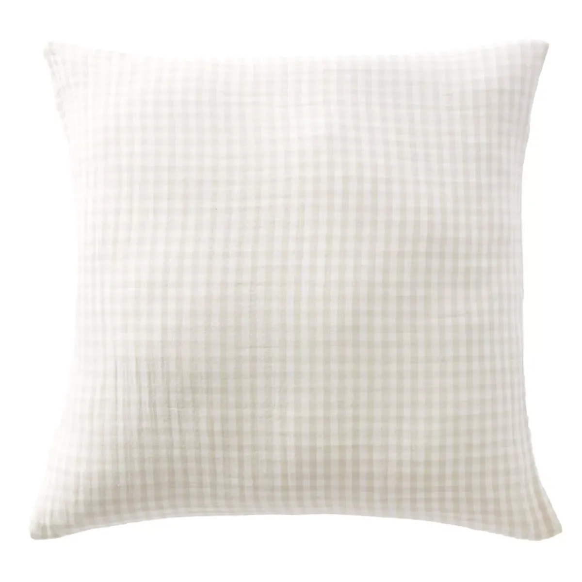 New Federa per cuscino quadrata in garza di cotone (60 x 60 cm) Gaïa vichy Beige Federe Cuscino Letto