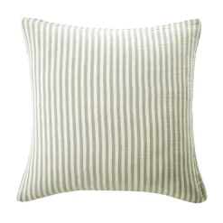 New Federa per cuscino quadrata in garza di cotone (60 x 60 cm) Gaïa a righe Verde eucalipto Federe Cuscino Letto