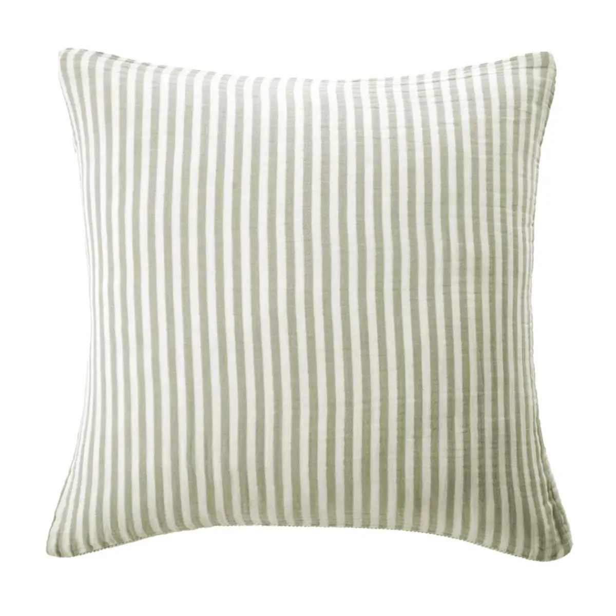 New Federa per cuscino quadrata in garza di cotone (60 x 60 cm) Gaïa a righe Verde eucalipto Federe Cuscino Letto