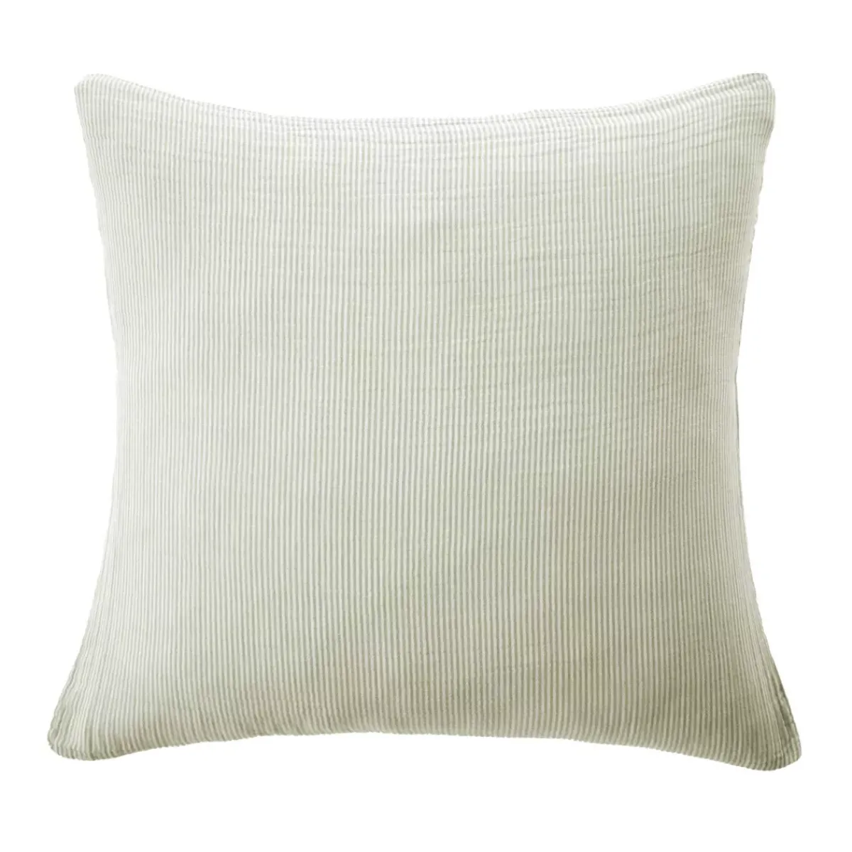 Outlet Federa per cuscino quadrata in garza di cotone (80 x 80 cm) Gaïa a righe Verde eucalipto Federe Cuscino Letto