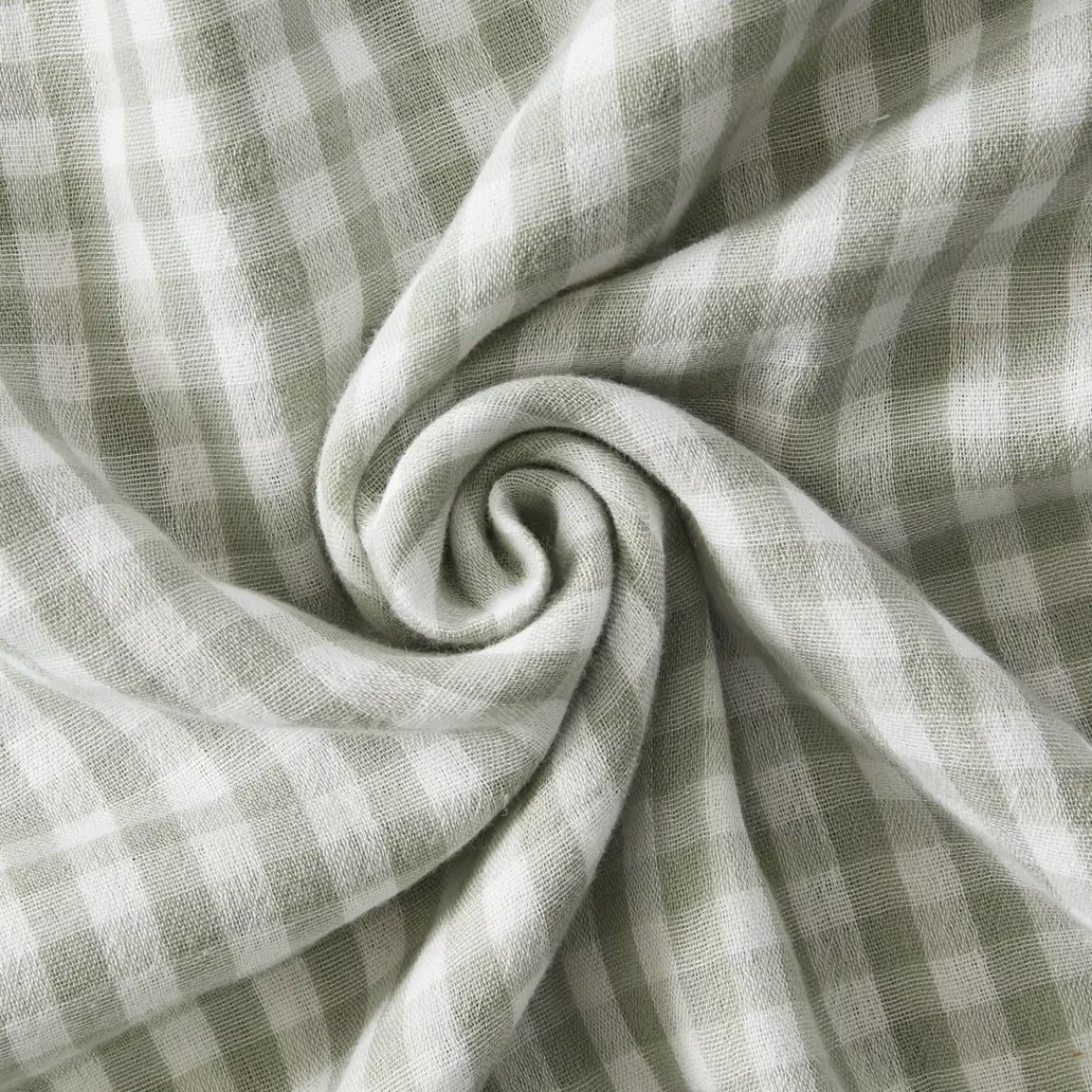 Hot Federa per cuscino rettangolare in garza di cotone (50 x 70 cm) Gaïa vichy Verde eucalipto Federe Cuscino Letto