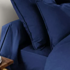 Federa per cuscino rettangolare flanella di cotone (50 x 80 cm) Nina Blu navy Federe Cuscino Letto