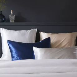 Discount Federa per cuscino rettangolare in seta di gelso (50 x 80 cm) Mizuki Blu marino Federe Cuscino Letto