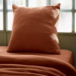 Outlet Federa quadrata garza di cotone (60 x 60 cm) Gaïa Federe Cuscino Letto