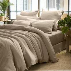 Hot Federa quadrata garza di cotone (60 x 60 cm) Gaïa Marrone Federe Cuscino Letto