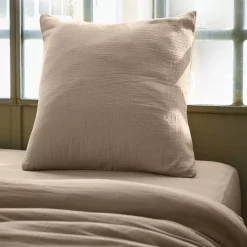 Hot Federa quadrata garza di cotone (60 x 60 cm) Gaïa Marrone Federe Cuscino Letto