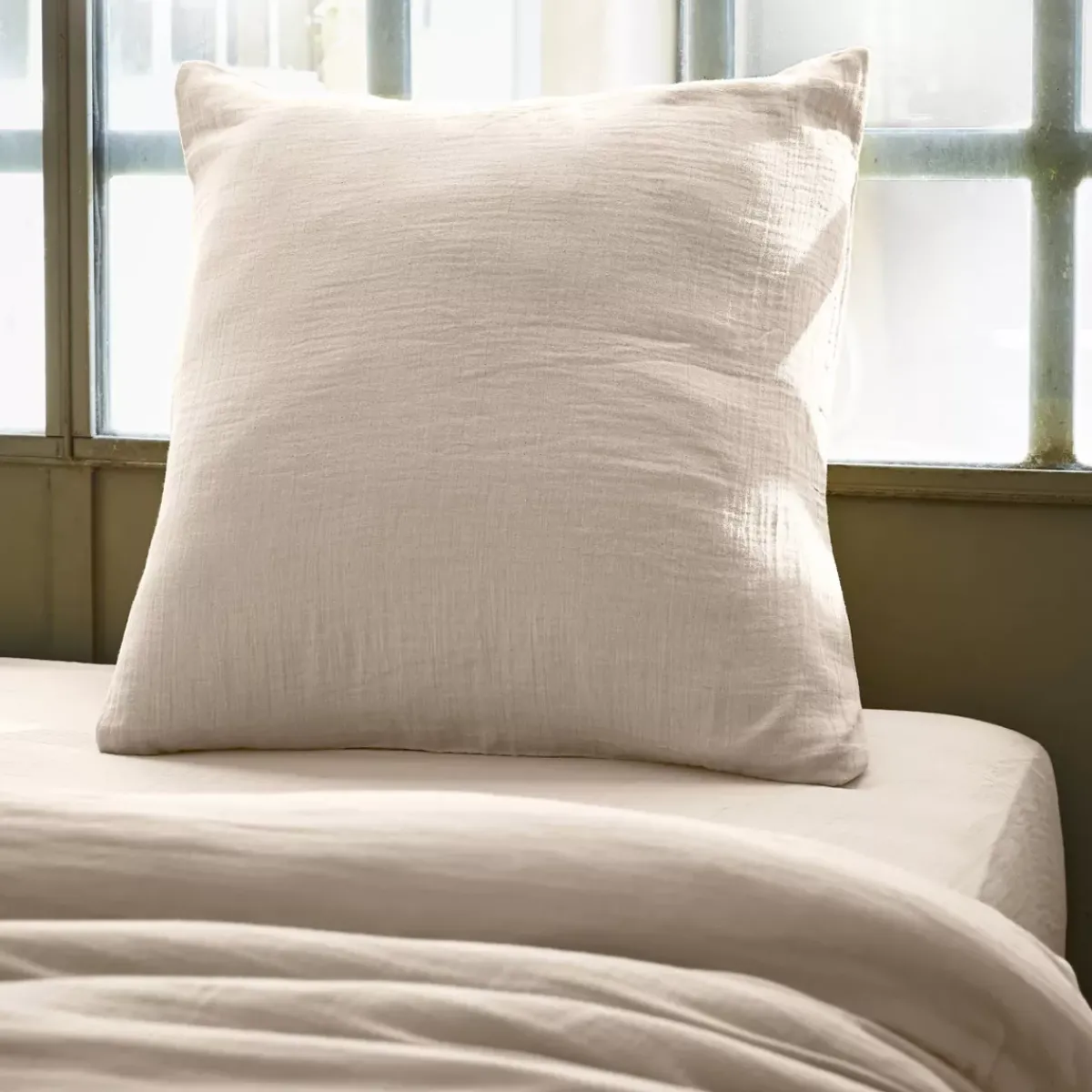 Federa quadrata garza di cotone (60 x 60 cm) Gaïa pampa Federe Cuscino Letto