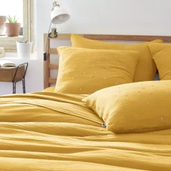 New Federa quadrata garza di cotone (60 cm) Gaïa Chic Federe Cuscino Letto