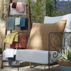 New Federa quadrata garza di cotone (60 cm) Gaïa Match Grigio nuvola Federe Cuscino Letto