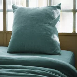 Federa quadrata garza di cotone (60 x 60 cm) Gaïa Federe Cuscino Letto