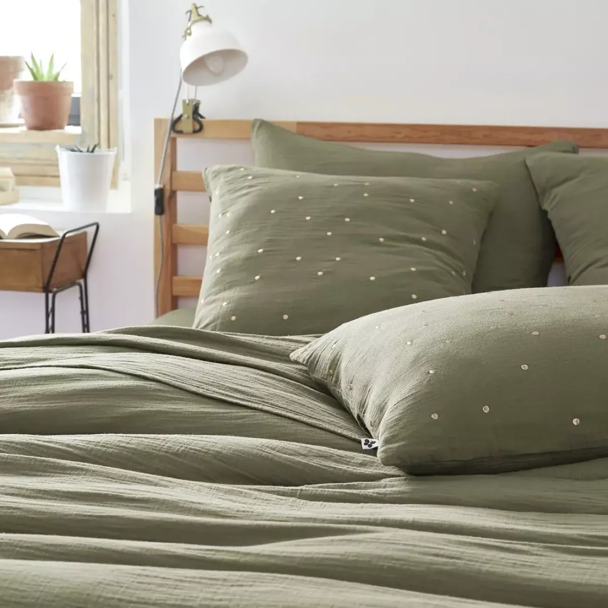Clearance Federa quadrata garza di cotone (60 cm) Gaïa Chic Federe Cuscino Letto