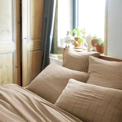 Clearance Federa quadrata garza di cotone (60 x 60 cm) Gaïa Match Marrone Federe Cuscino Letto