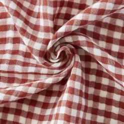 Hot Federa quadrata garza di cotone (80 x 80 cm) Gaïa Vichy Terracotta Federe Cuscino Letto