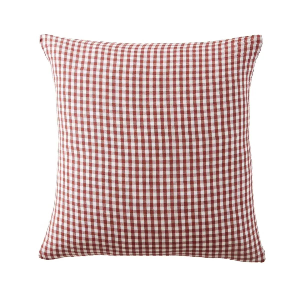 Hot Federa quadrata garza di cotone (80 x 80 cm) Gaïa Vichy Terracotta Federe Cuscino Letto