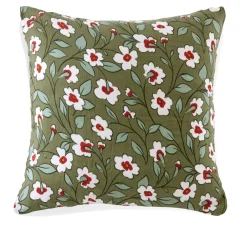 Outlet Federa quadrata in garza di cotone (60 x 60 cm) Gaïa margherita Verde rosmarino Federe Cuscino Letto