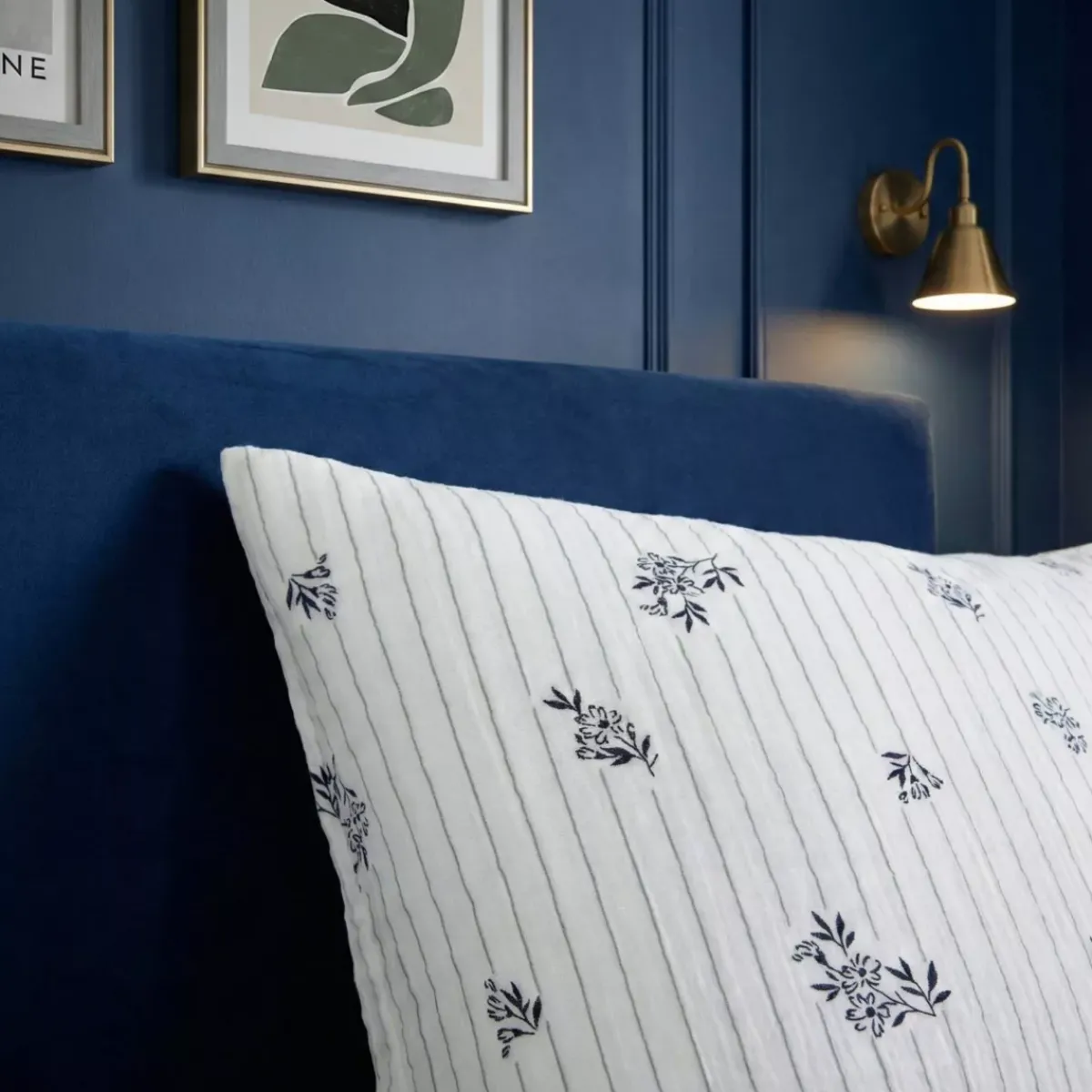 Online Federa quadrata in garza di cotone (60 x 60 cm) Gaïa Iris Blu Federe Cuscino Letto