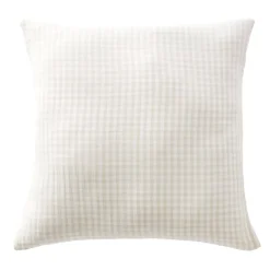 Sale Federa Quadrata in garza di cotone (80 x 80 cm) Gaïa Vichy Beige Federe Cuscino Letto