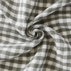 New Federa quadrata in garza di cotone (80 x 80 cm) Gaïa Vichy Verde rosmarino Federe Cuscino Letto