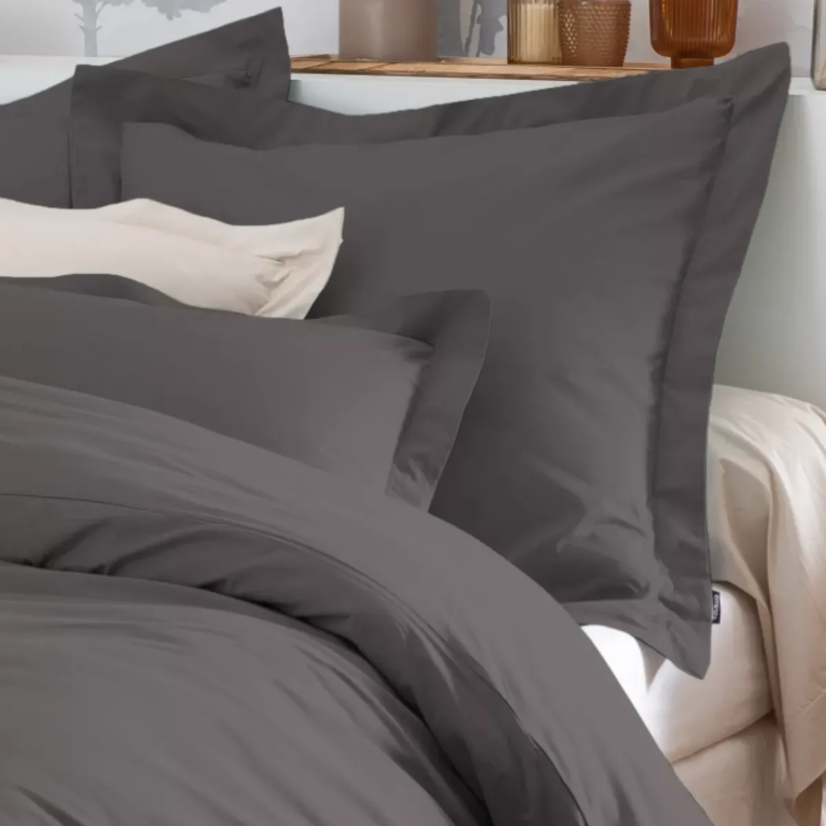 Hot Federa quadrata percalle di cotone (65 cm) Cali Grigio Federe Cuscino Letto