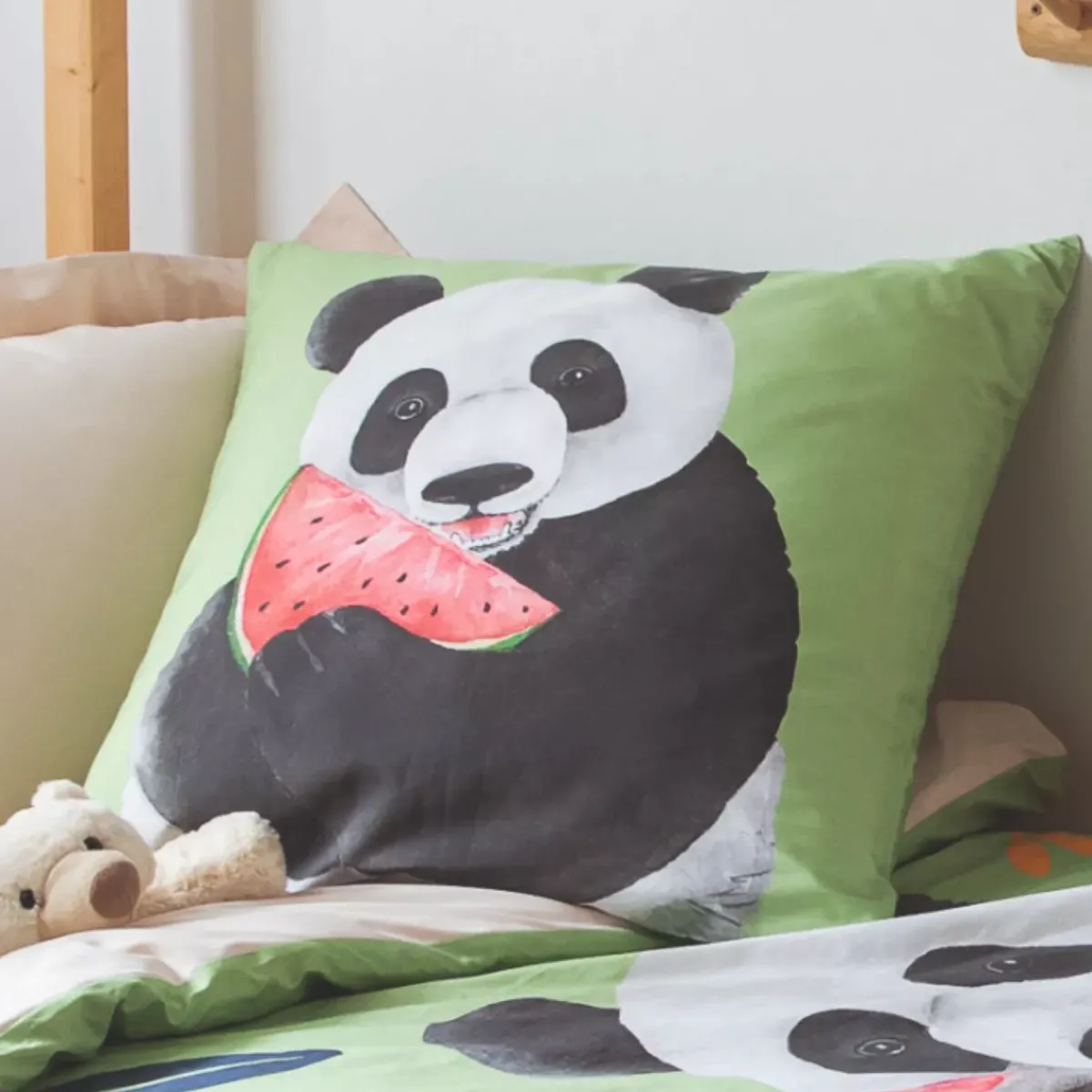 Outlet Federa quadrata per cuscino da bambino percalle di cotone (65 x 65 cm) Panda Biancheria Da Letto Bambini