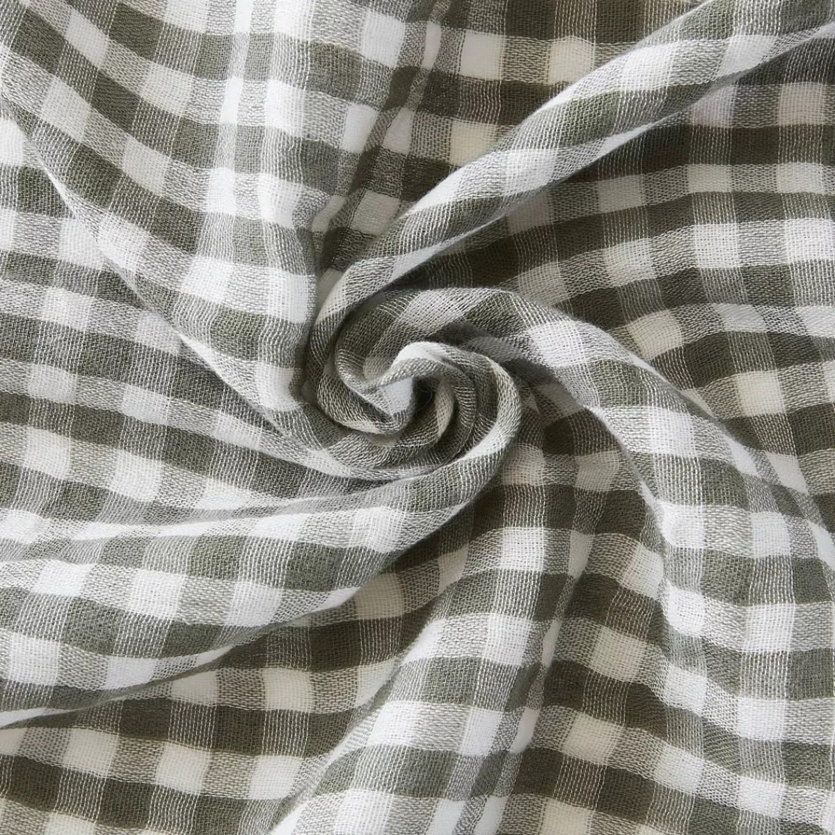 Hot Federa rettangolare garza di cotone (50 x 80 cm) Gaïa Vichy Verde rosmarino Federe Cuscino Letto