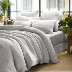 Federa rettangolare garza di cotone (L70 cm) Gaïa Grigio nuvola Federe Cuscino Letto