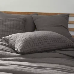 Discount Federa rettangolare garza di cotone (70 cm) Gaïa Mix Grigio granito Federe Cuscino Letto