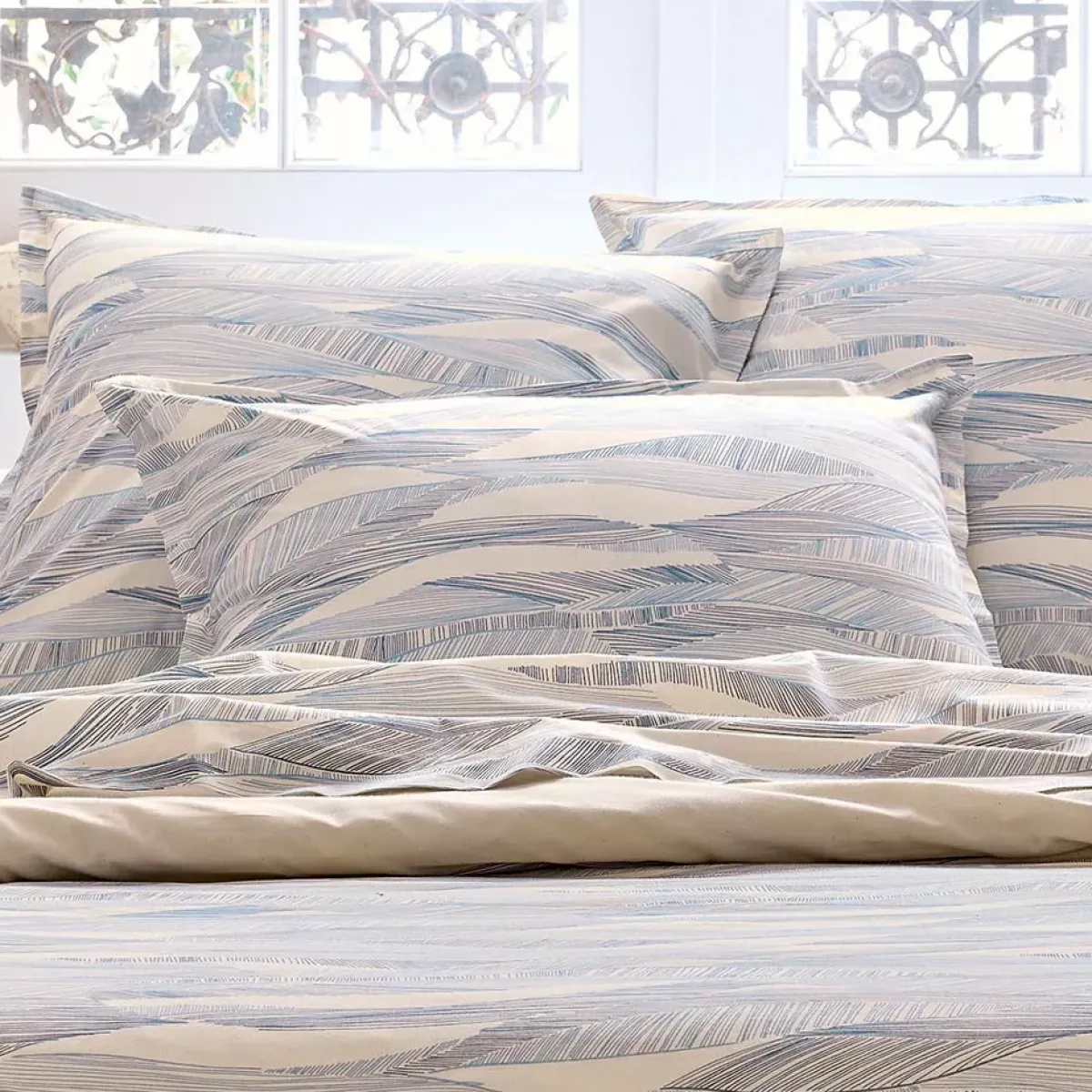 Hot Federa rettangolare in cotone lavato (50 x 70 cm) Onde Federe Cuscino Letto