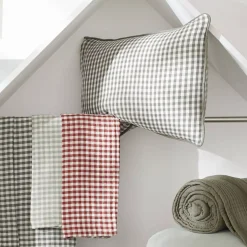 Sale Federa rettangolare in doppia garza di cotone (50 x 80 cm) Gaïa Vichy Terracotta Federe Cuscino Letto
