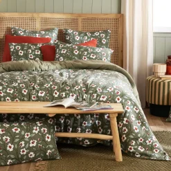 Best Federa rettangolare in garza di cotone (50 x 70 cm) Gaïa margherita Verde rosmarino Federe Cuscino Letto