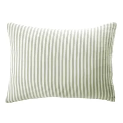 New Federa rettangolare in garza di cotone (50 x 80 cm) Gaïa a righe Verde eucalipto Federe Cuscino Letto