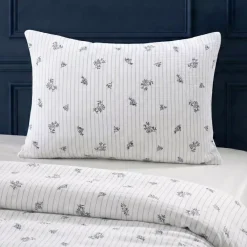 Hot Federa rettangolare in garza di cotone (50 x 70 cm) Gaïa Iris Blu Federe Cuscino Letto