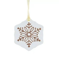 Fiocco di neve in vetro (D7 cm) Morillon Bianco e oro glitterato