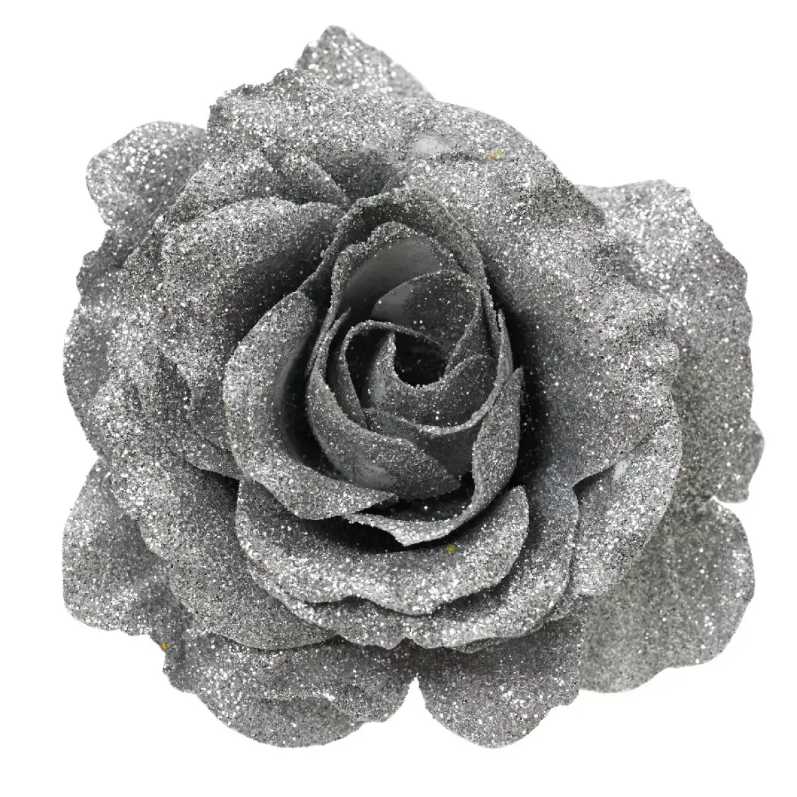 Fiore decorativo su pinza (D12 cm) Scintillante Argento