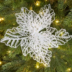 Fiore di Natale paillette a clips Bianco
