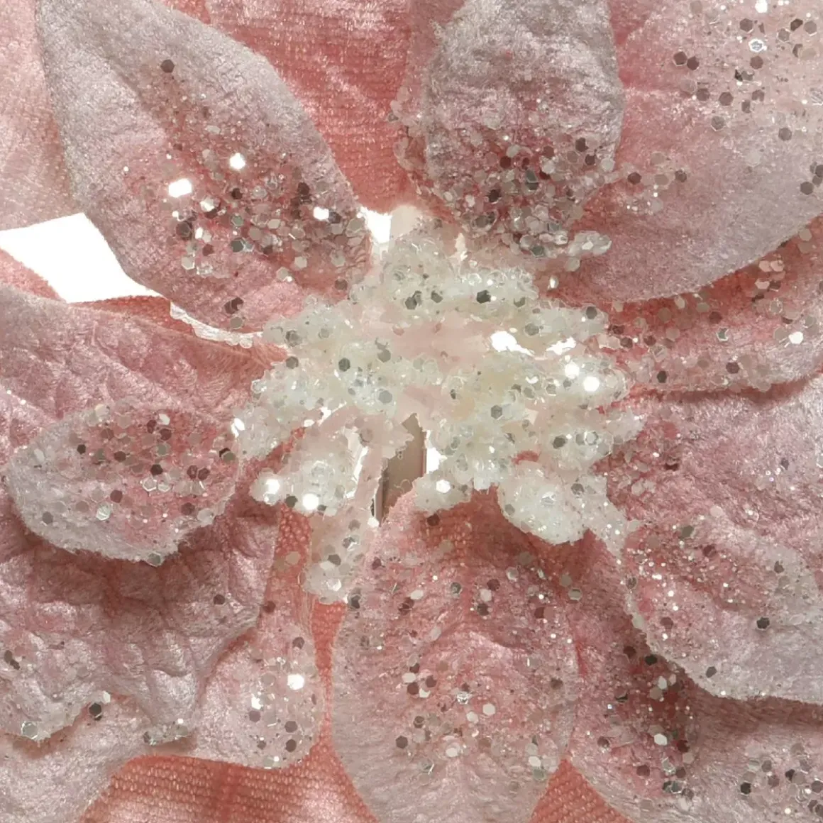 Fiore di Natale Velluto con clip (D22 cm) Rosa cipria