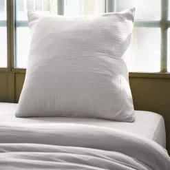 New Fodera di cuscino quadrata in garza di cotone (80 x 80 cm) Gaia Grigio nuvola Federe Cuscino Letto