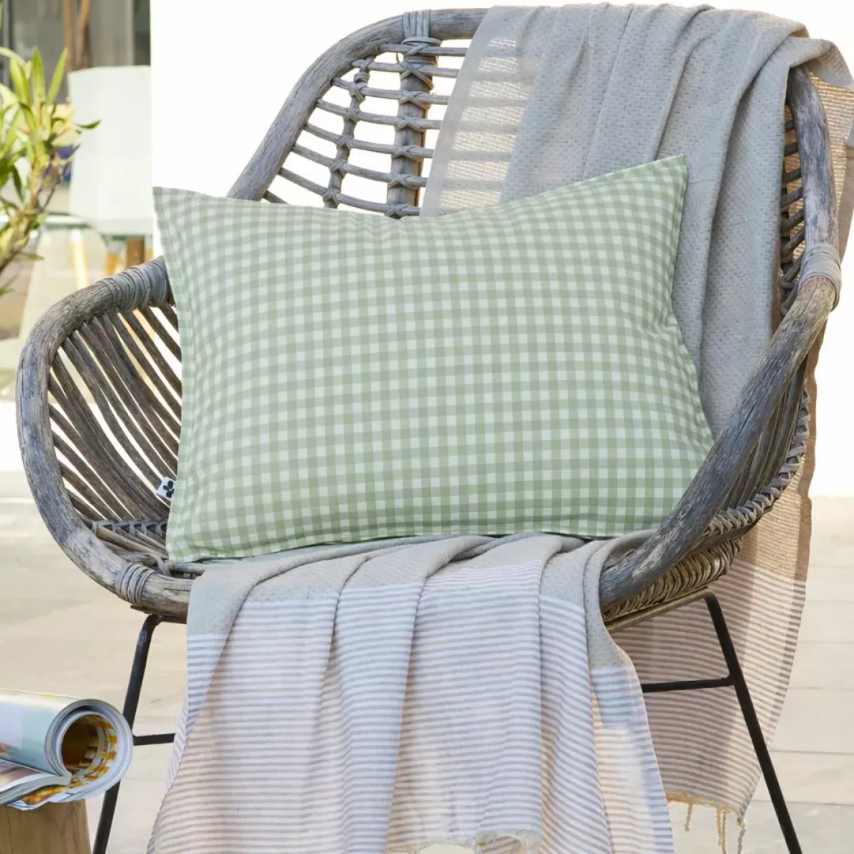 Sale Fodera per cuscino da esterno quadrata Vickie Verde eucalipto Cuscino Decorativo Per Esterno|Accessori E Cuscini