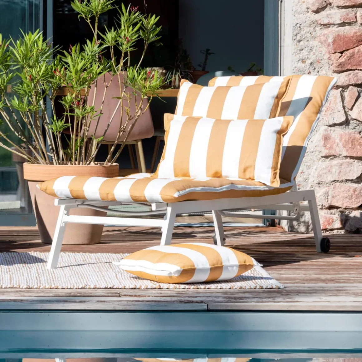 Fodera per cuscino da sdraio idrorepellente (190 x 70 cm) Noa Giallo ocra