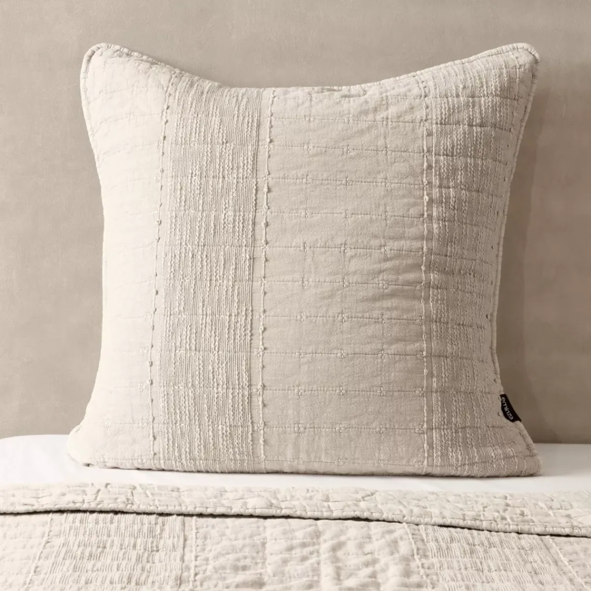 Clearance Fodera per cuscino quadrata in cotone (60 x 60 cm) Lena Sabbia Federe Cuscino Letto