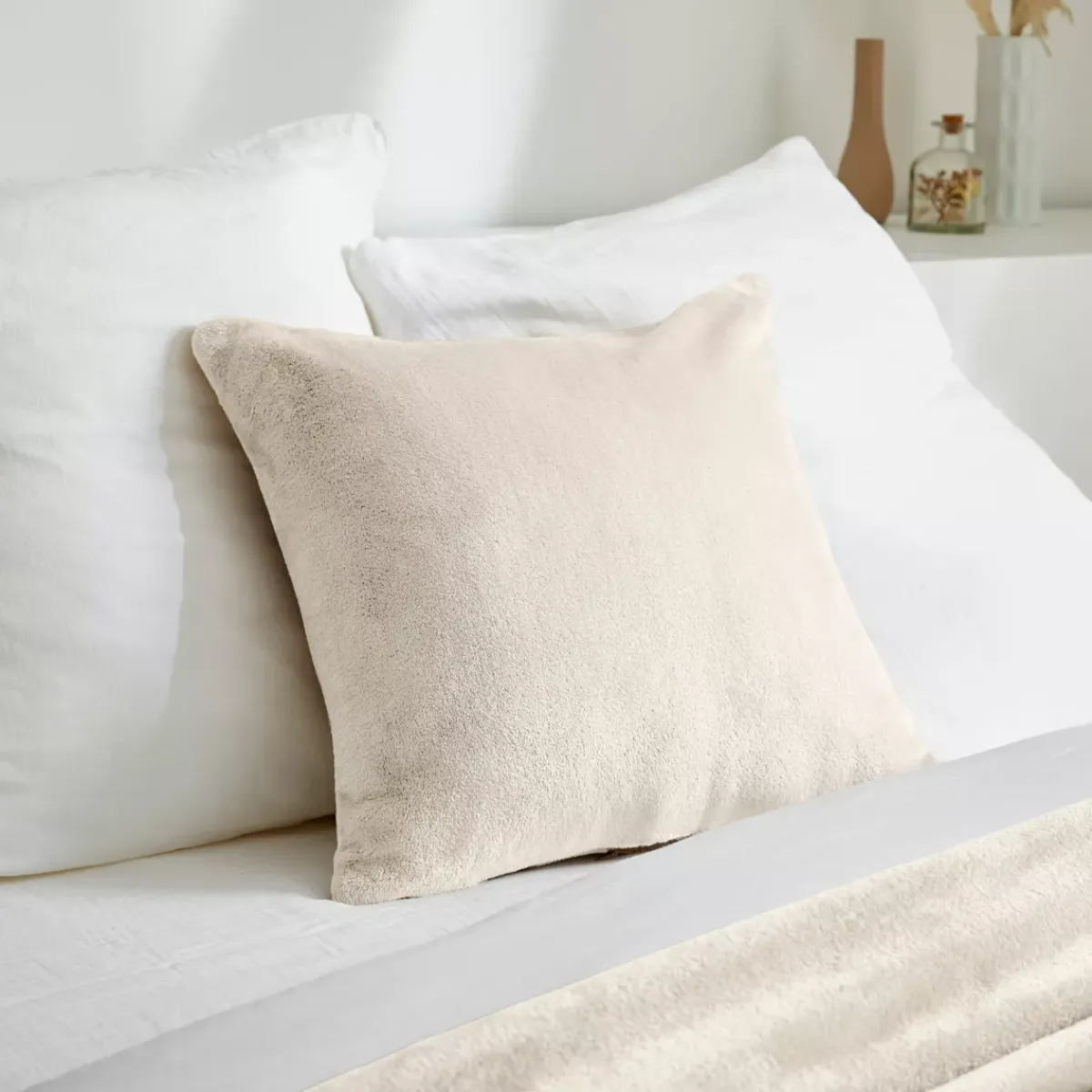 Fodera per cuscino quadrata in flanella (45 x 45 cm) Didou greige Cuscini E Fodere