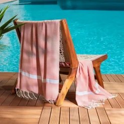 Fouta cotone riciclato (100 x 200 cm) Selma Corallo Biancheria Bagno|Fouta