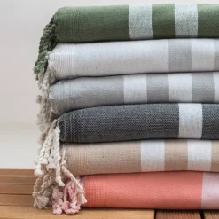 New Fouta in cotone riciclato con fodera in spugna (100 x 200 cm) Coralia Nera Biancheria Bagno|Fouta