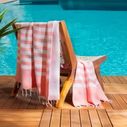 Online Fouta in cotone riciclato con rivestimento in spugna (100 x 200 cm) Coralia Corallo Biancheria Bagno|Fouta