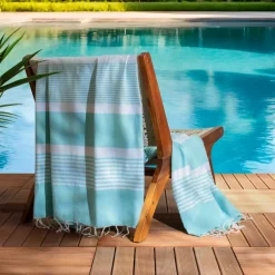 Outlet Fouta in cotone riciclato (200 x 200 cm) Summer Blu Biancheria Bagno|Fouta