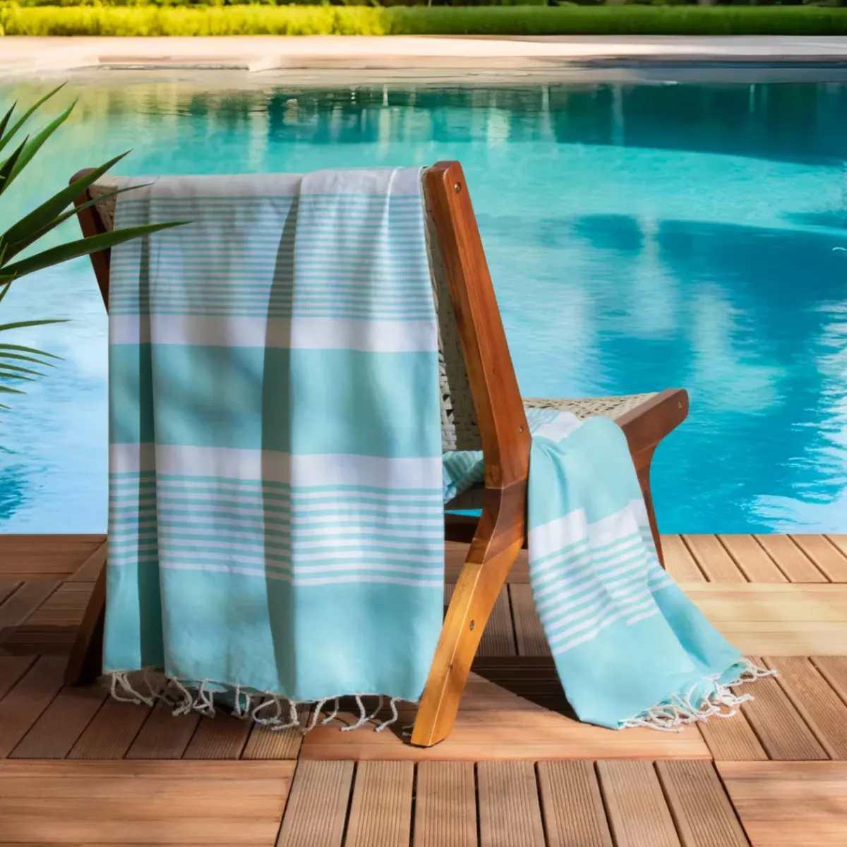 Outlet Fouta in cotone riciclato (200 x 200 cm) Summer Blu Biancheria Bagno|Fouta