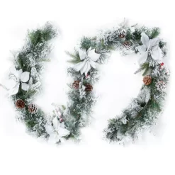 Ghirlanda decorata floccata Bianco